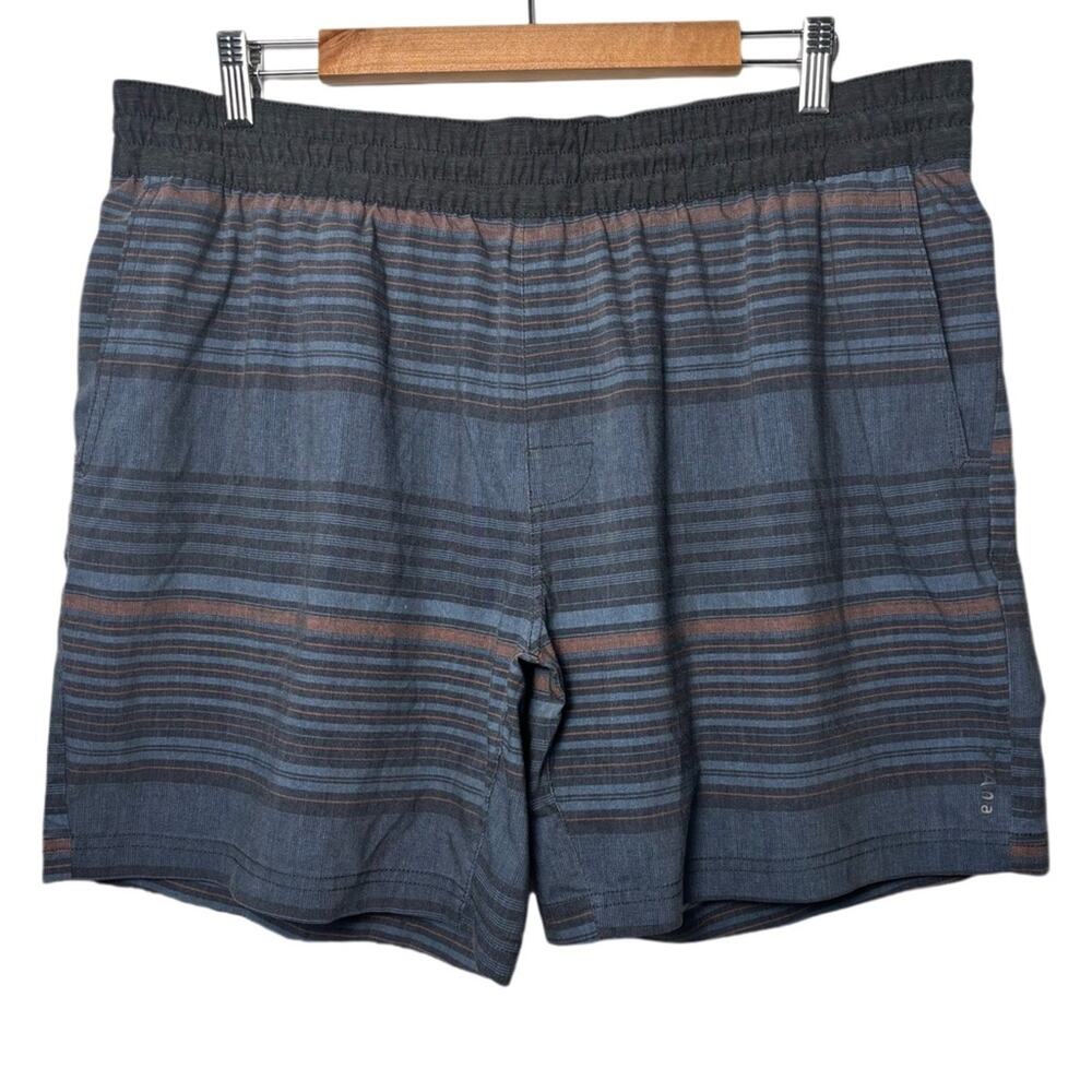 Prana Slope Shorts men's size XXL in Danish Blue Stripe Elastic waist drawstring